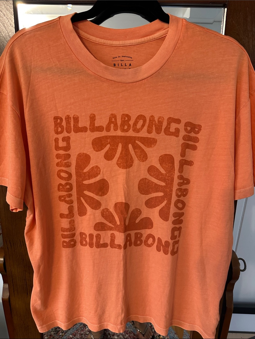 Billabong Mens Coral Orange Graphic Tee